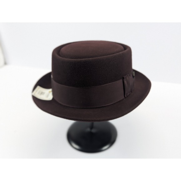 Bailey Jett Pork Pie Burgundy 100% Wool Hat Fedora Mens XL Bollman Company - Picture 6 of 13